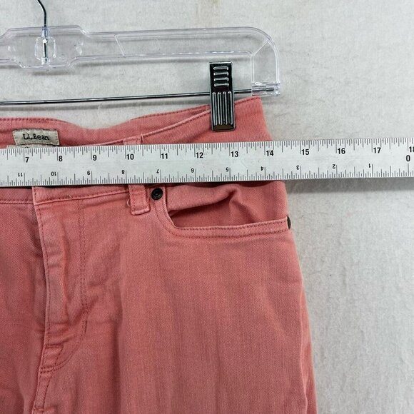 L.L. Bean Jeans Women's Sz 4 Coral Pink Denim Mid Rise Classic Fit Crop Stretch - Picture 3 of 12